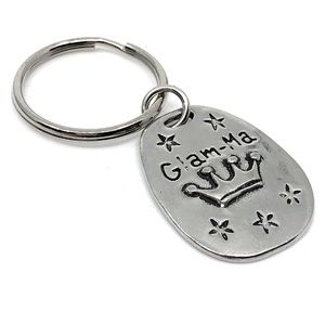 Grandma Glam-ma Mom Pewter Key Ring Fob Charm Nana Grandchildren NEW